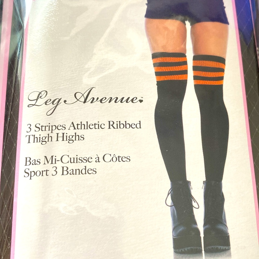 ❌SOLD OUT❌ NWT [Leg Avenue] Thigh High Black/Orange Halloween Socks Women's OS - Picture 4 of 5
